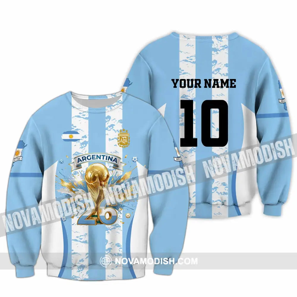Unisex Shirt - Custom Argentina World Cup 2026 3D Shirt Long Sleeve / S T-shirt