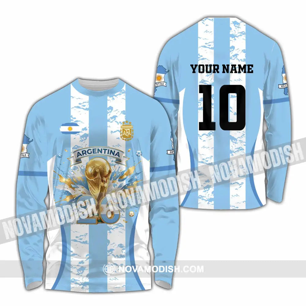 Unisex Shirt - Custom Argentina World Cup 2026 3D Shirt Long Sleeve Shirt / S T-shirt
