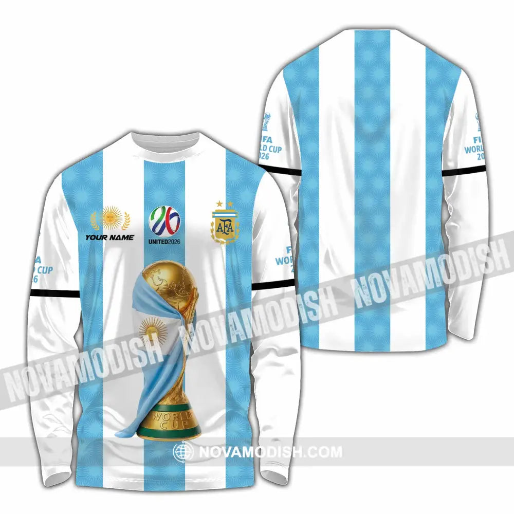 Unisex Shirt - Custom Argentina World Cup 2026 3D Shirt - Long Sleeve Shirt / S - T-shirt