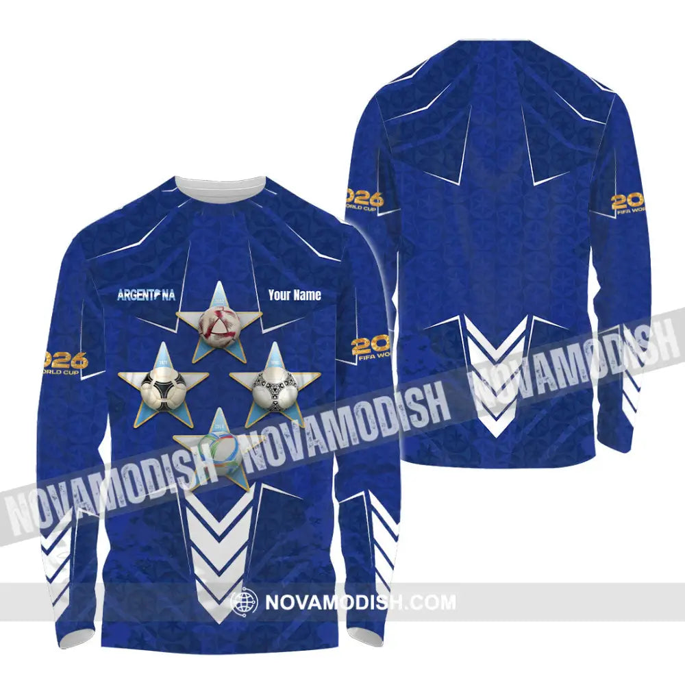 Unisex Shirt - Custom Argentina World Cup 2026 3D Shirt Long Sleeve Shirt / S T-shirt