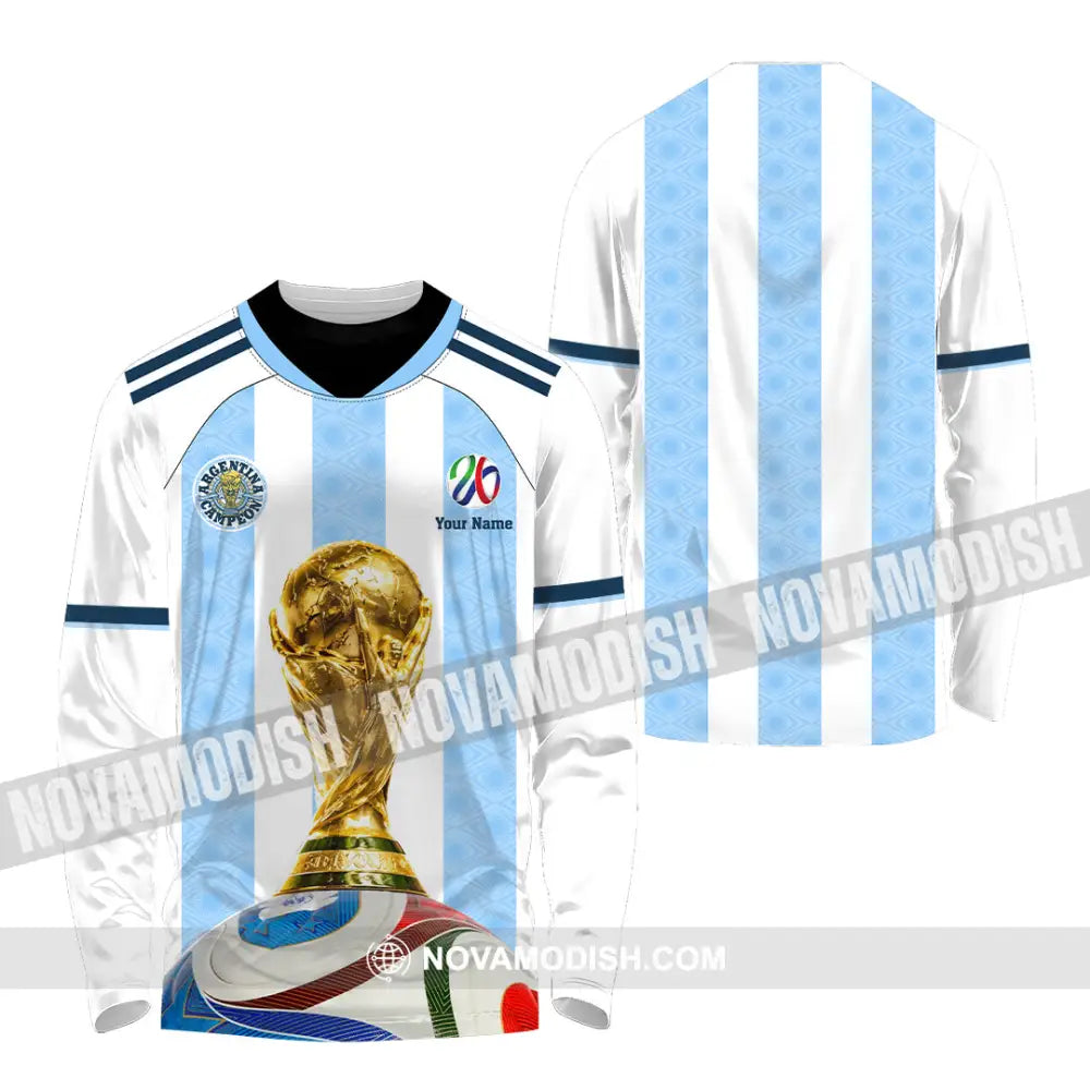Unisex Shirt - Custom Argentina World Cup 2026 3D Shirt - Long Sleeve Shirt / S - T-shirt
