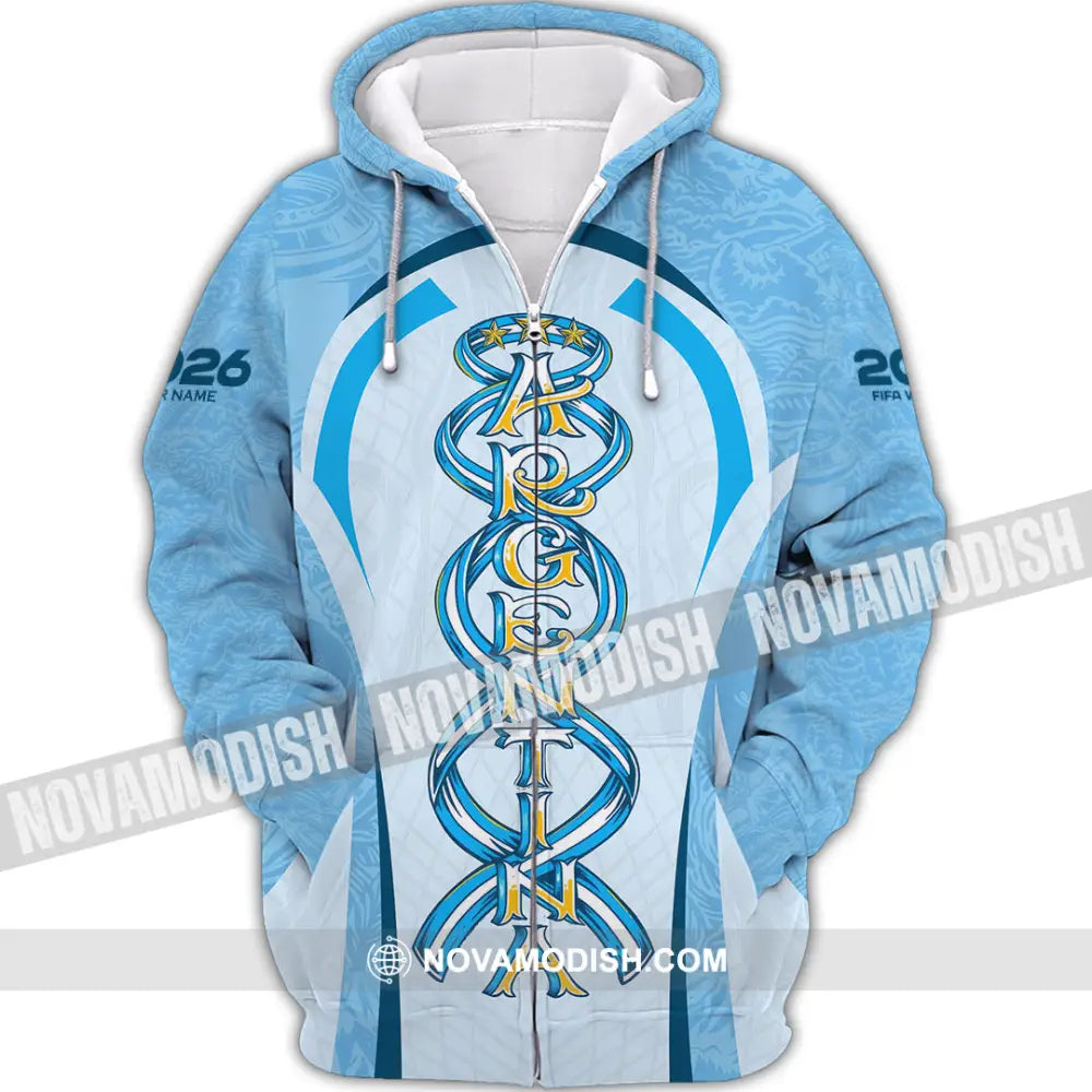 Unisex Shirt - Custom Argentina World Cup 2026 3D Shirt Zipper Hoodie / S T-shirt