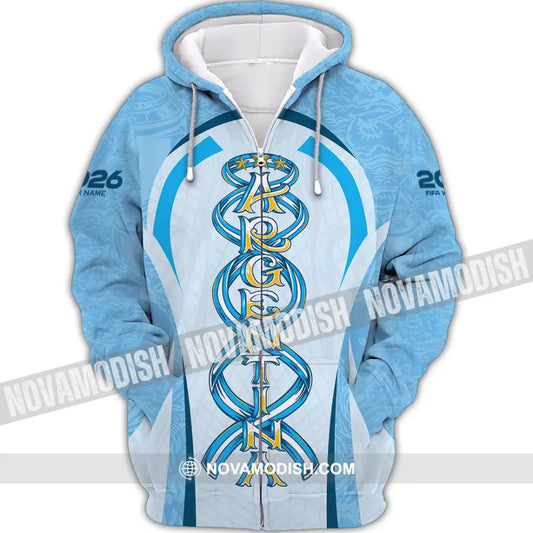 Unisex Shirt - Custom Argentina World Cup 2026 3D Shirt Zipper Hoodie / S T-shirt