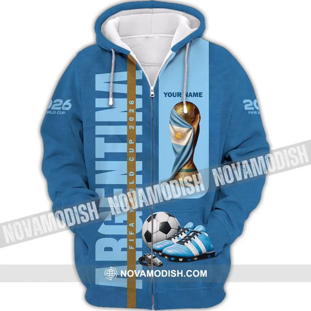 Unisex Shirt - Custom Argentina World Cup 2026 3D Shirt Zipper Hoodie / S T-shirt