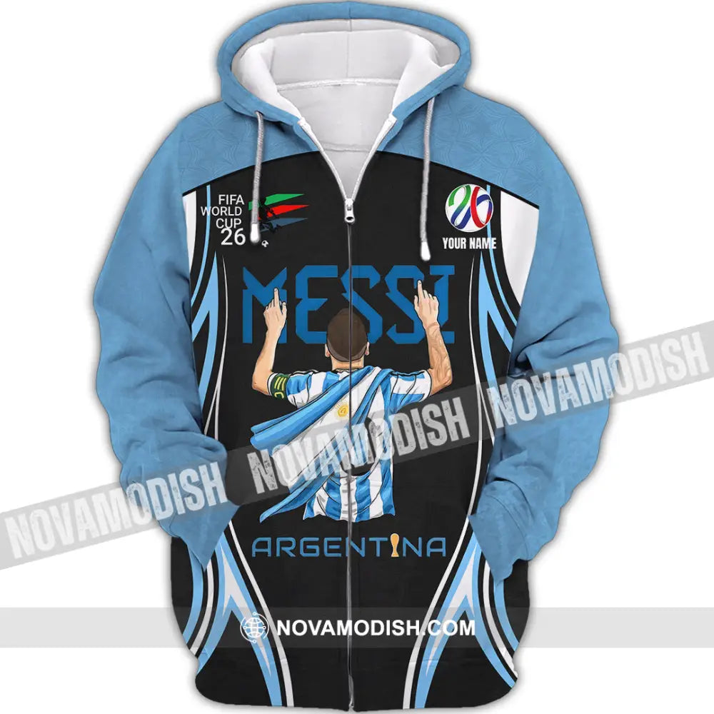 Unisex Shirt - Custom Argentina World Cup 2026 3D Shirt Zipper Hoodie / S T-shirt