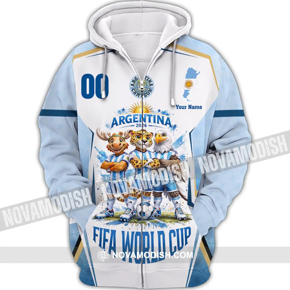 Unisex Shirt - Custom Argentina World Cup 2026 3D Shirt - Zipper Hoodie / S - T-shirt