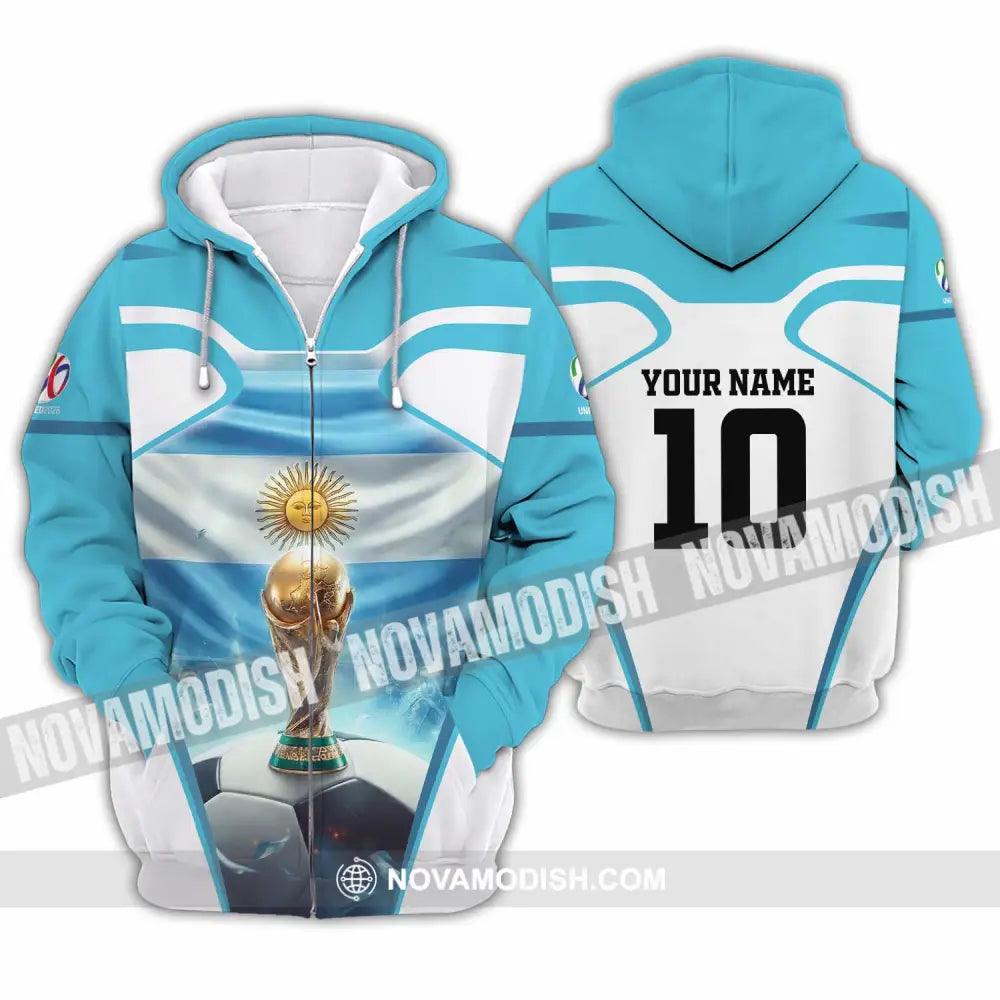 Unisex Shirt - Custom Argentina World Cup 2026 3D Shirt Zipper Hoodie / S T-shirt