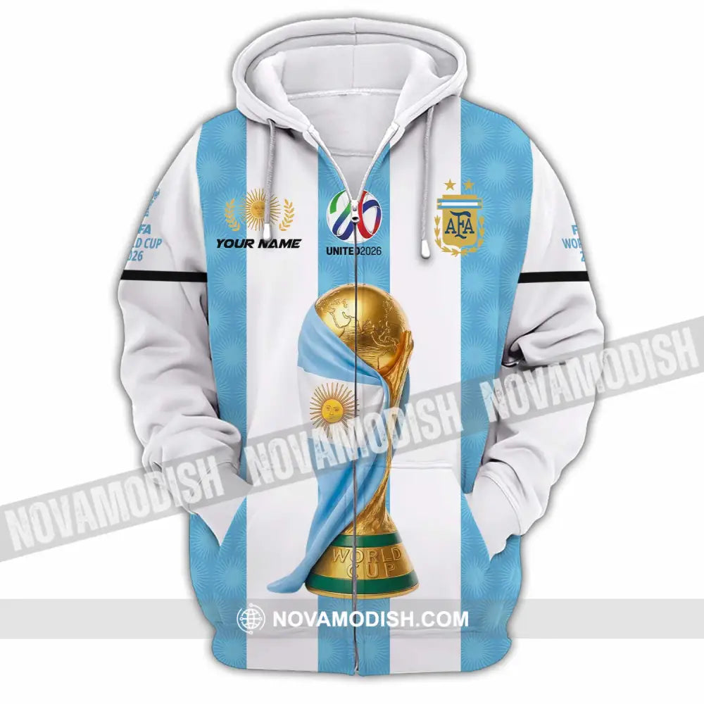 Unisex Shirt - Custom Argentina World Cup 2026 3D Shirt - Zipper Hoodie / S - T-shirt