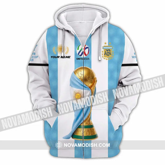 Unisex Shirt - Custom Argentina World Cup 2026 3D Shirt - Zipper Hoodie / S - T-shirt