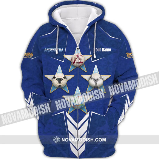 Unisex Shirt - Custom Argentina World Cup 2026 3D Shirt Zipper Hoodie / S T-shirt