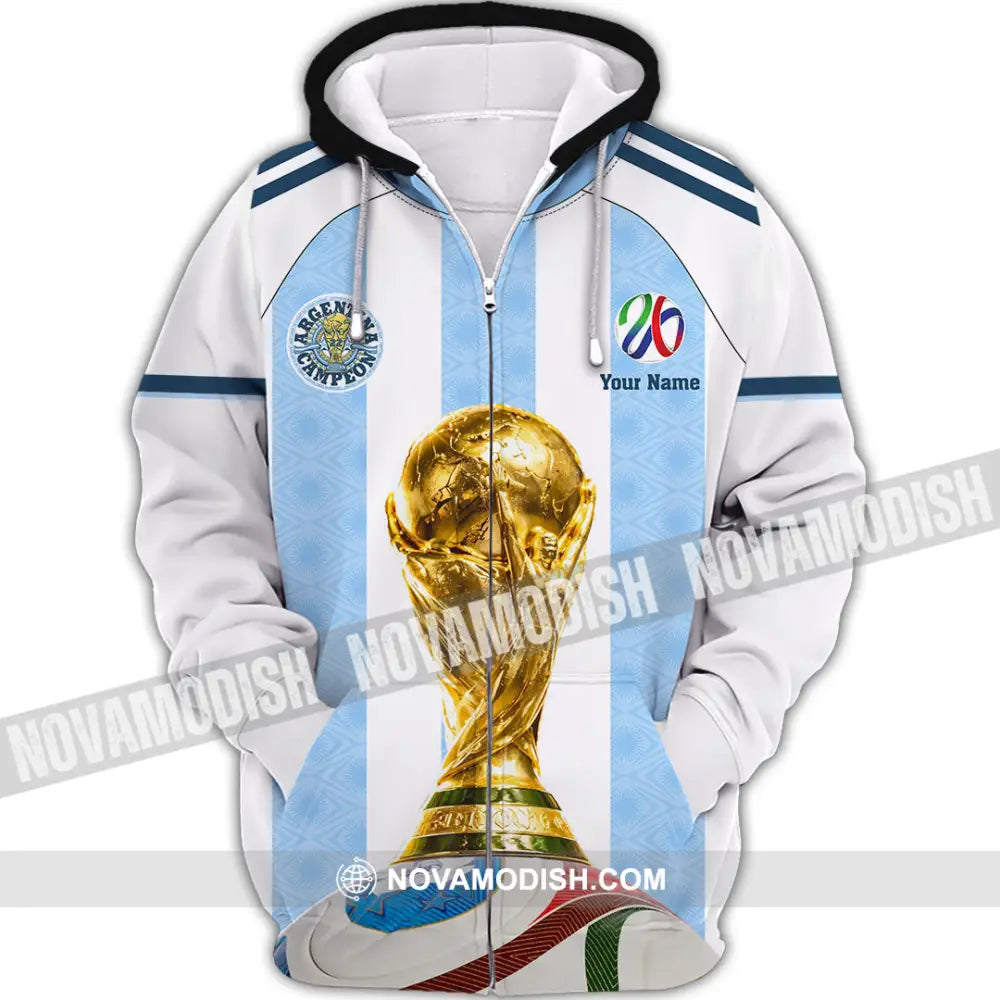 Unisex Shirt - Custom Argentina World Cup 2026 3D Shirt - Zipper Hoodie / S - T-shirt