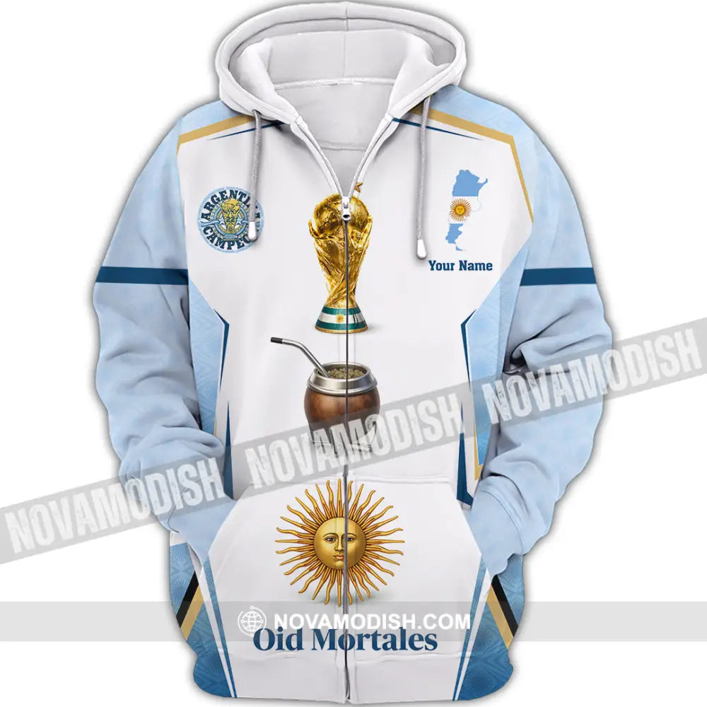 Unisex Shirt - Custom Argentina World Cup 2026 3D Shirt - Zipper Hoodie / S - T-shirt