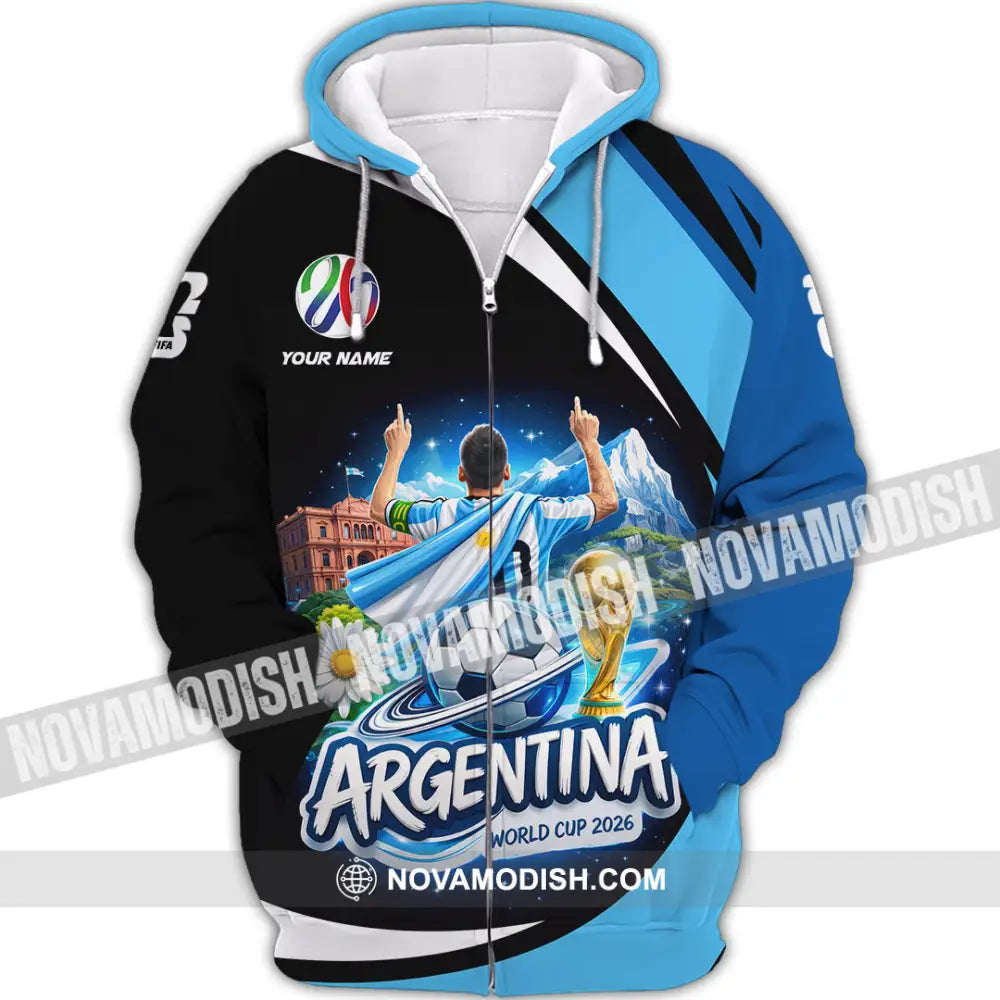 Unisex Shirt - Custom Argentina World Cup 2026 2026 3D Shirt - Zipper Hoodie / S - T-shirt