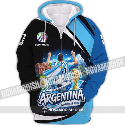 Unisex Shirt - Custom Argentina World Cup 2026 2026 3D Shirt - Zipper Hoodie / S - T-shirt