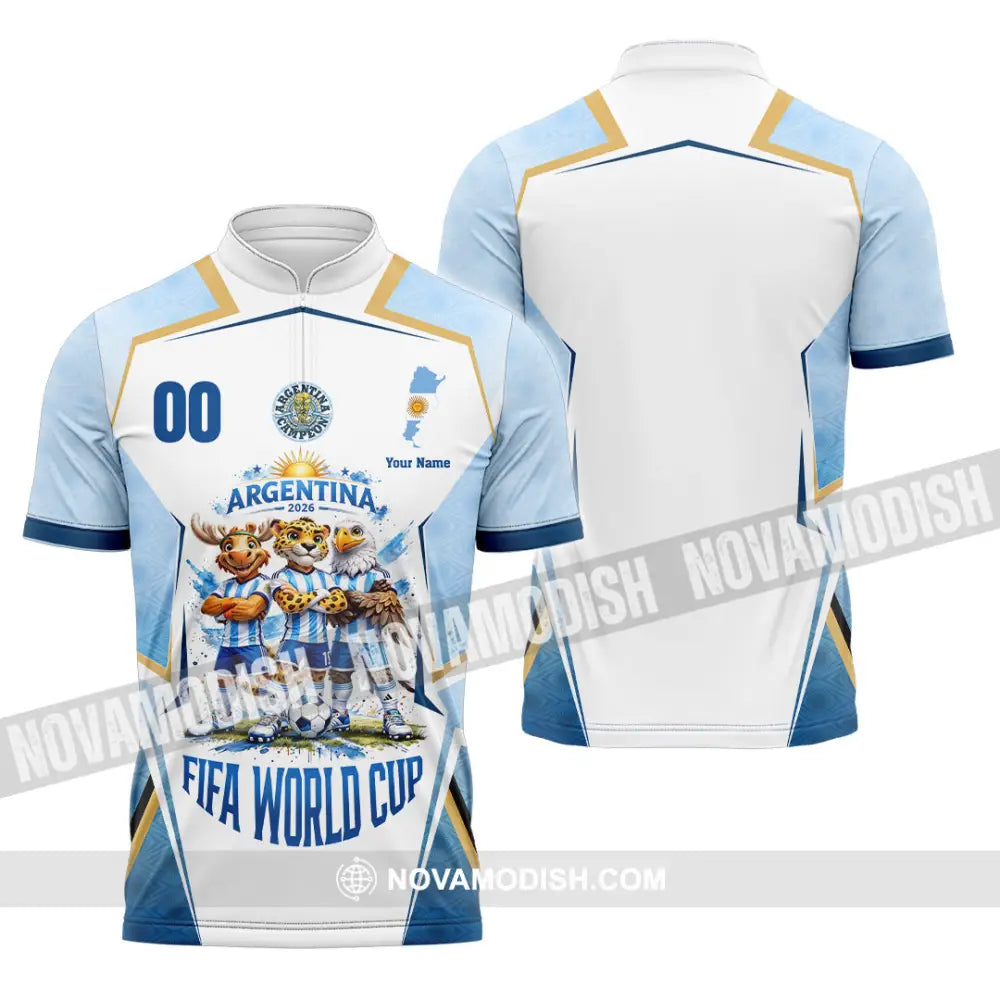 Unisex Shirt - Custom Argentina World Cup 2026 3D Shirt - Zipper Polo Shirt / S - T-shirt