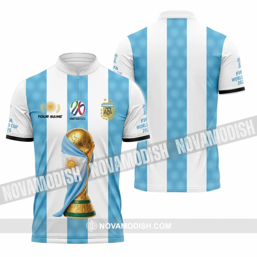 Unisex Shirt - Custom Argentina World Cup 2026 3D Shirt - Zipper Polo Shirt / S - T-shirt