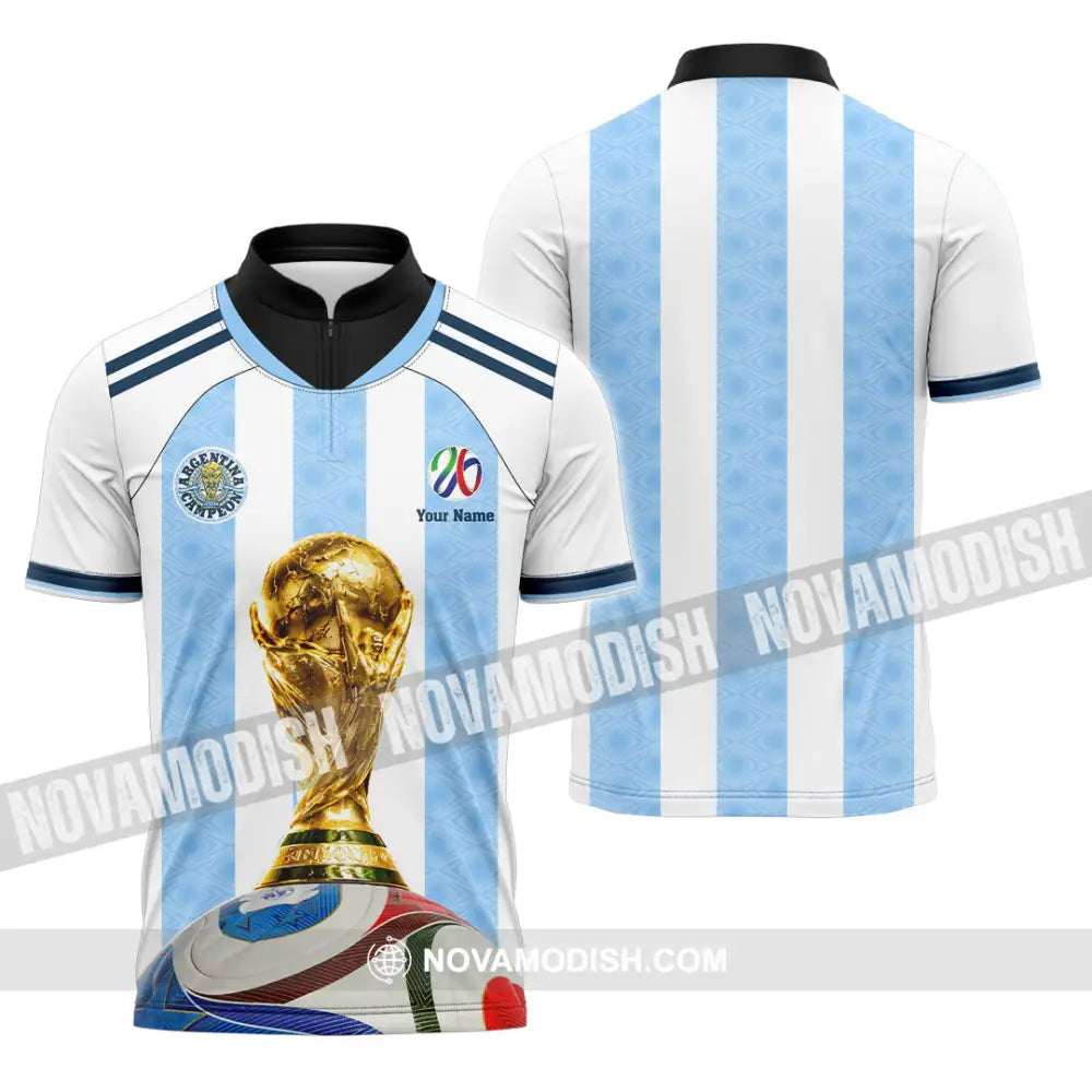 Unisex Shirt - Custom Argentina World Cup 2026 3D Shirt - Zipper Polo Shirt / S - T-shirt