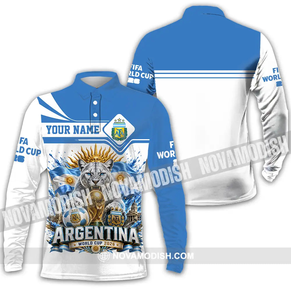 Unisex Shirt - Custom Argentina World Cup 2026 Shirt - Long Sleeve Polo / S - T-shirt