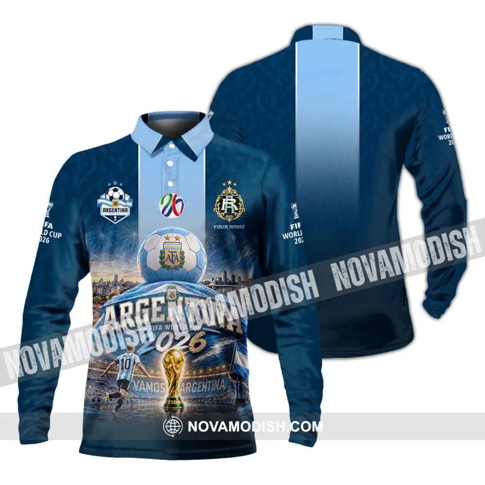 Unisex Shirt - Custom Argentina World Cup 2026 Shirt - Long Sleeve Polo / S - T-shirt