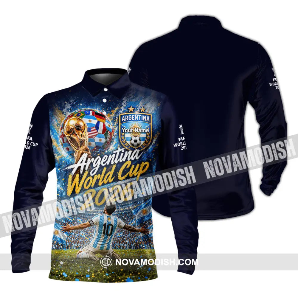 Unisex Shirt - Custom Argentina World Cup 2026 Shirt - Long Sleeve Polo / S - T-shirt