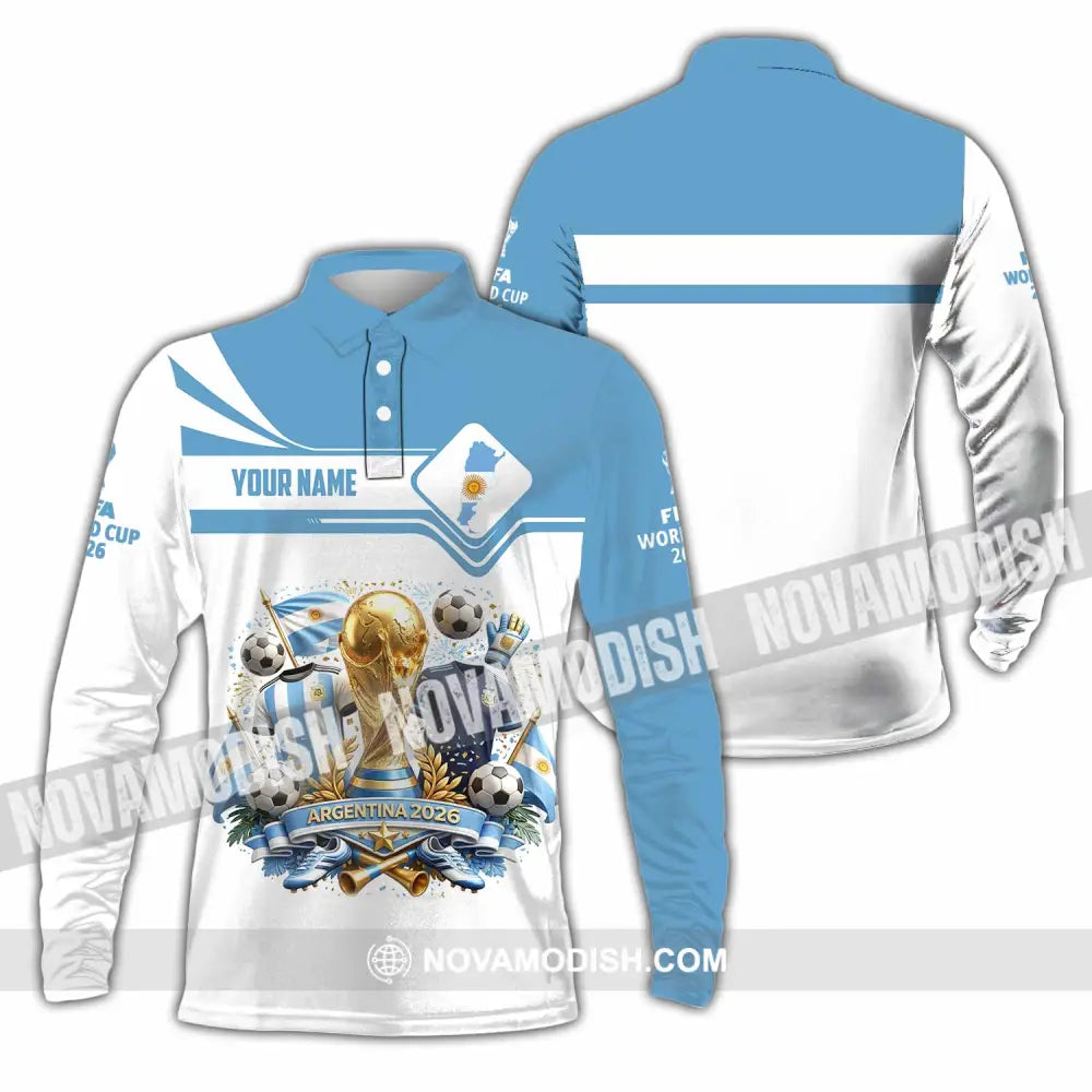 Unisex Shirt - Custom Argentina World Cup 2026 Shirt - Long Sleeve Polo / S - T-shirt