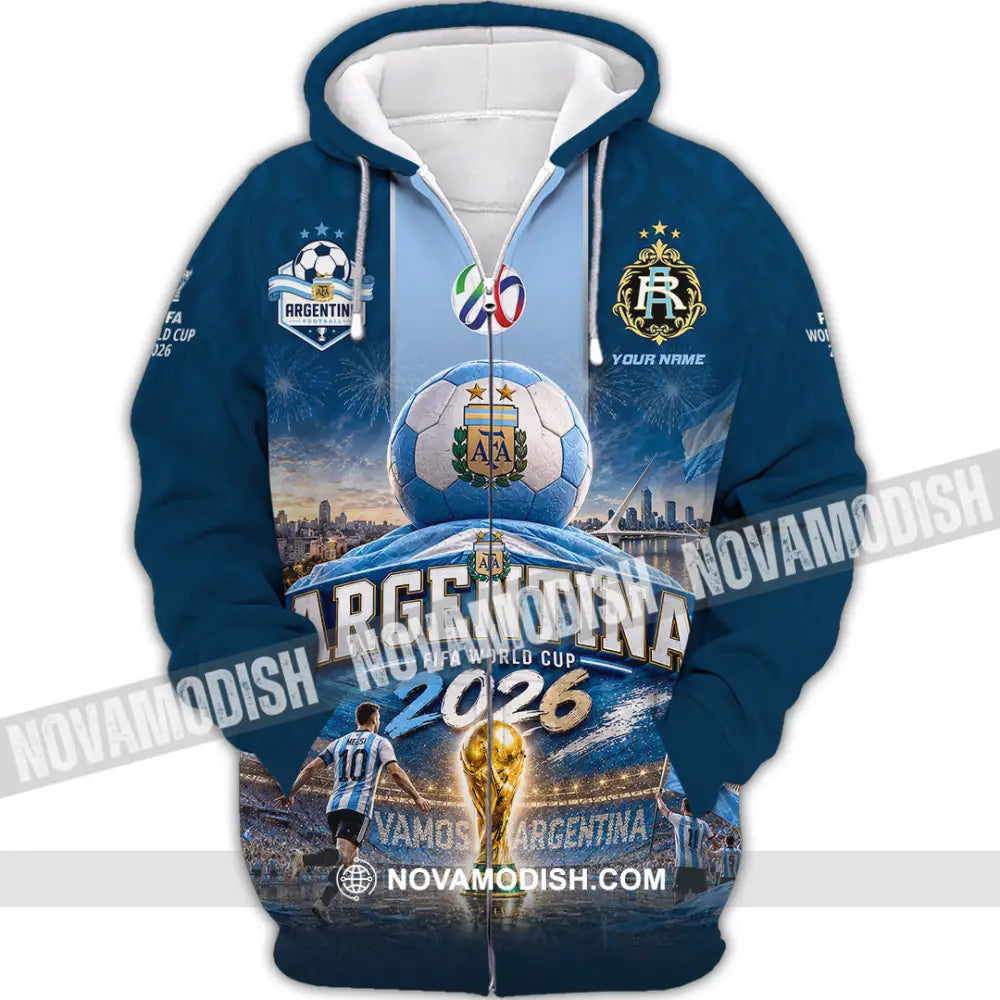 Unisex Shirt - Custom Argentina World Cup 2026 Shirt - Zipper Hoodie / S - T-shirt