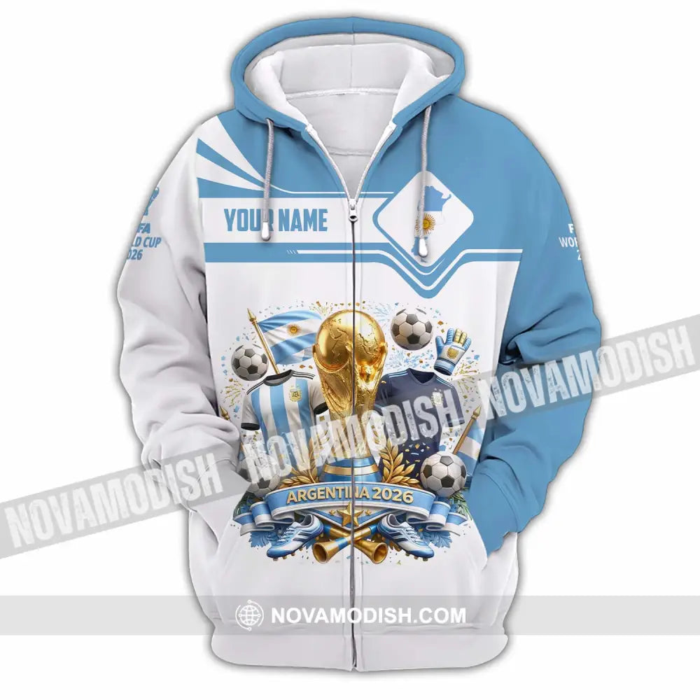 Unisex Shirt - Custom Argentina World Cup 2026 Shirt - Zipper Hoodie / S - T-shirt
