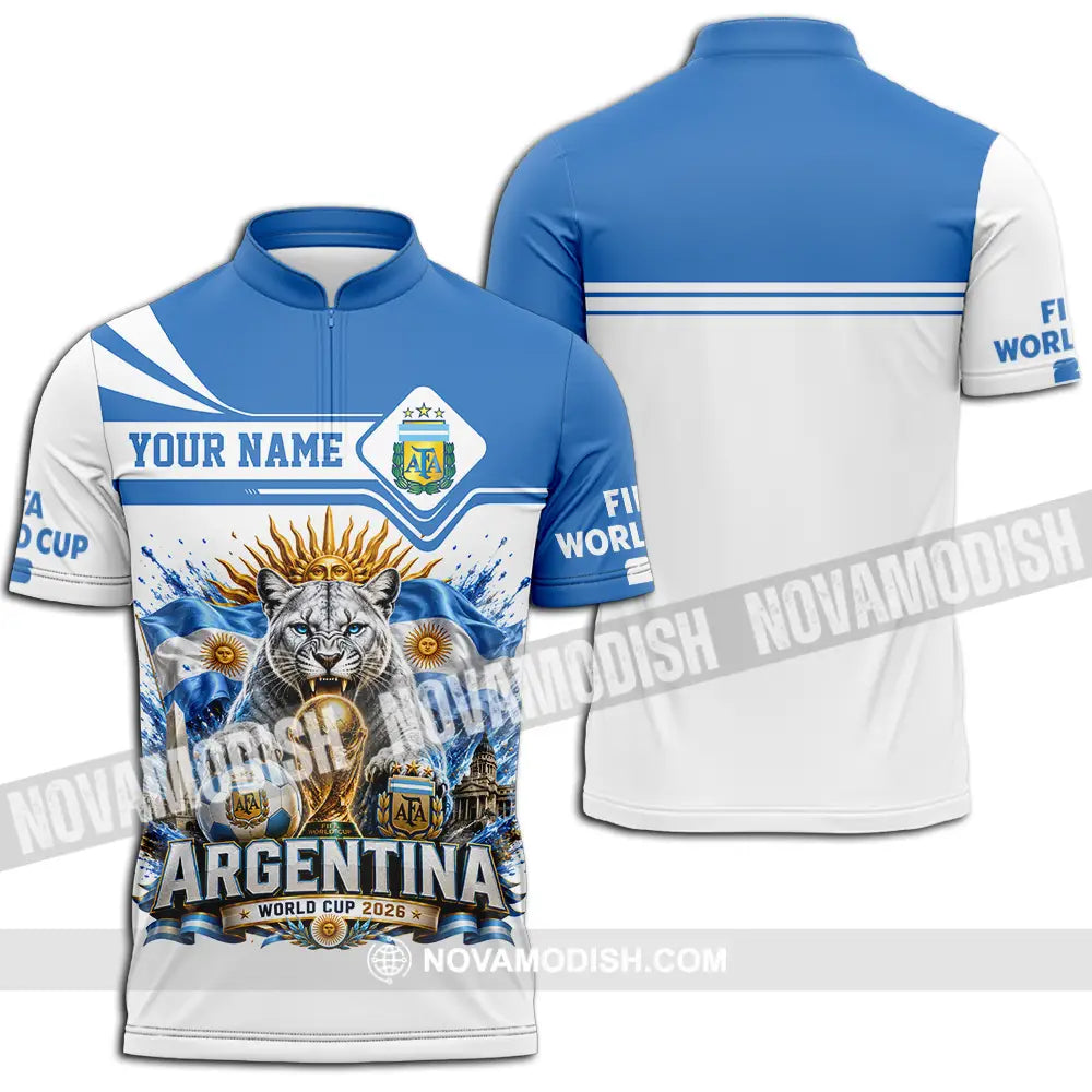 Unisex Shirt - Custom Argentina World Cup 2026 Shirt - Zipper Polo Shirt / S - T-shirt