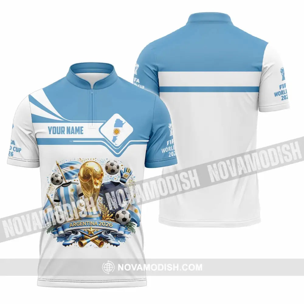 Unisex Shirt - Custom Argentina World Cup 2026 Shirt - Zipper Polo Shirt / S - T-shirt