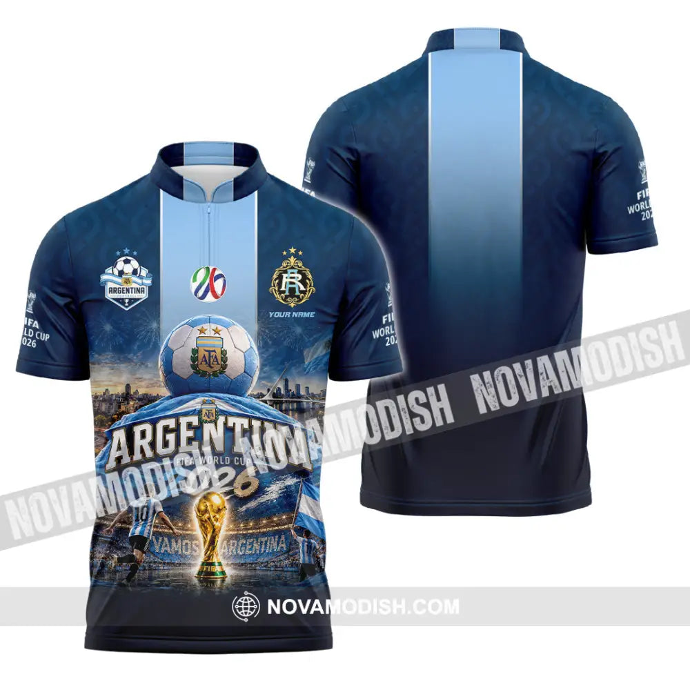 Unisex Shirt - Custom Argentina World Cup 2026 Shirt - Zipper Polo Shirt / S - T-shirt
