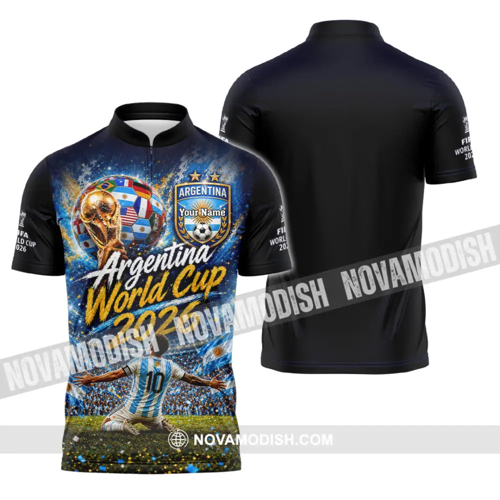 Unisex Shirt - Custom Argentina World Cup 2026 Shirt - Zipper Polo Shirt / S - T-shirt