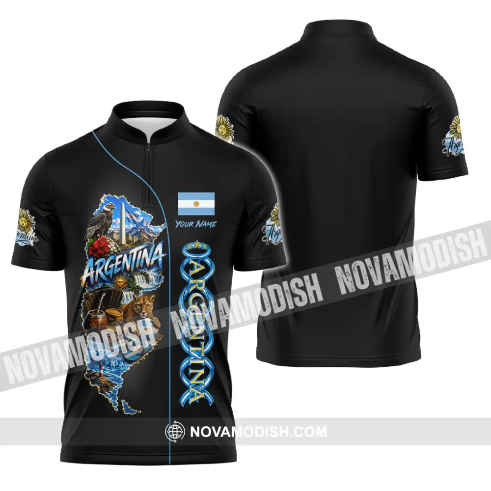 Unisex Shirt - Custom Argentina Shirt - Zipper Polo Shirt / S - T-shirt