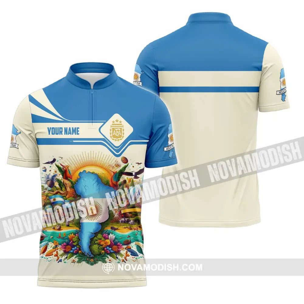 Unisex Shirt - Custom Argentina Shirt Zipper Polo Shirt / S T-shirt