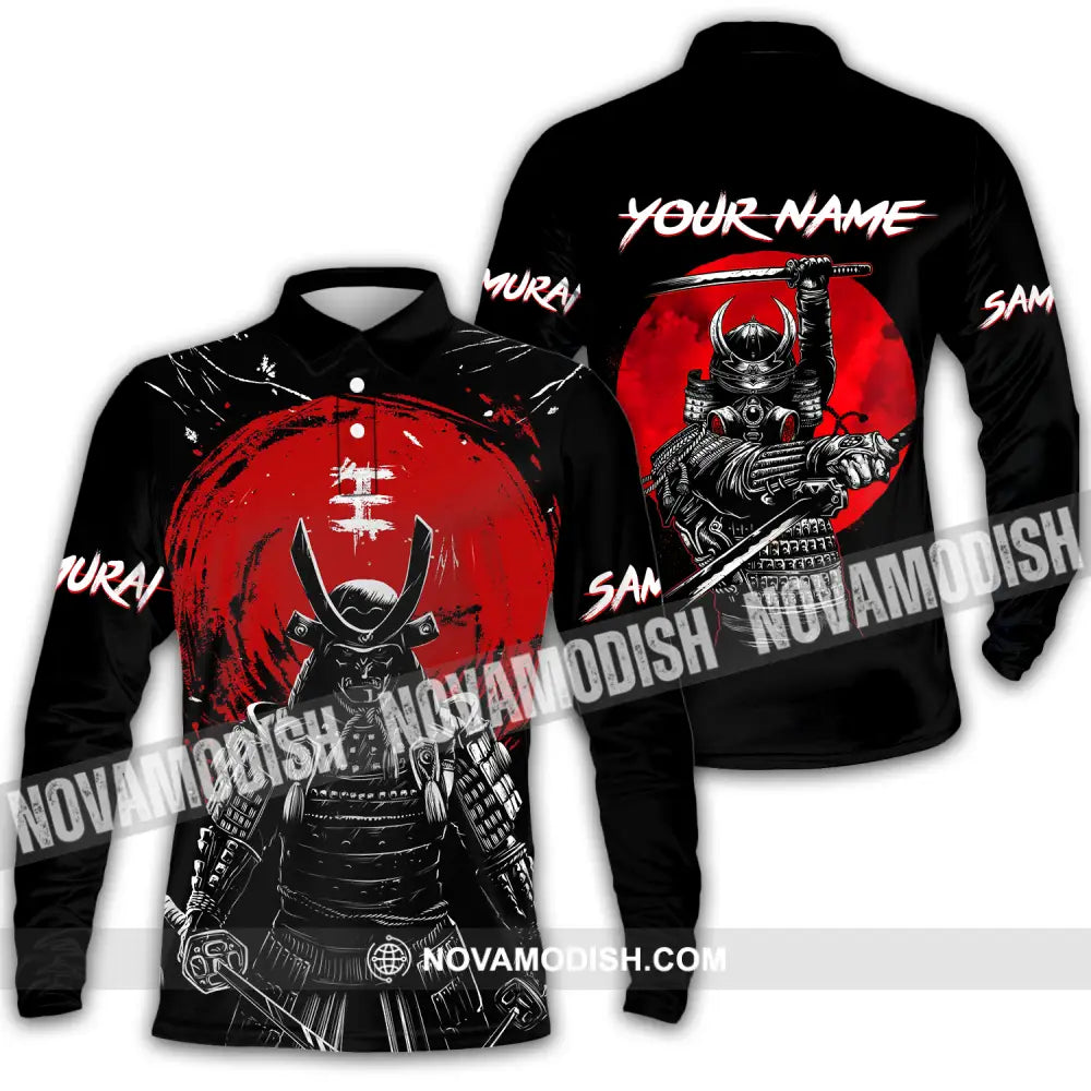 Unisex Shirt - Custom Armor Samurai Name Shirt Long Sleeve Polo / S T-shirt