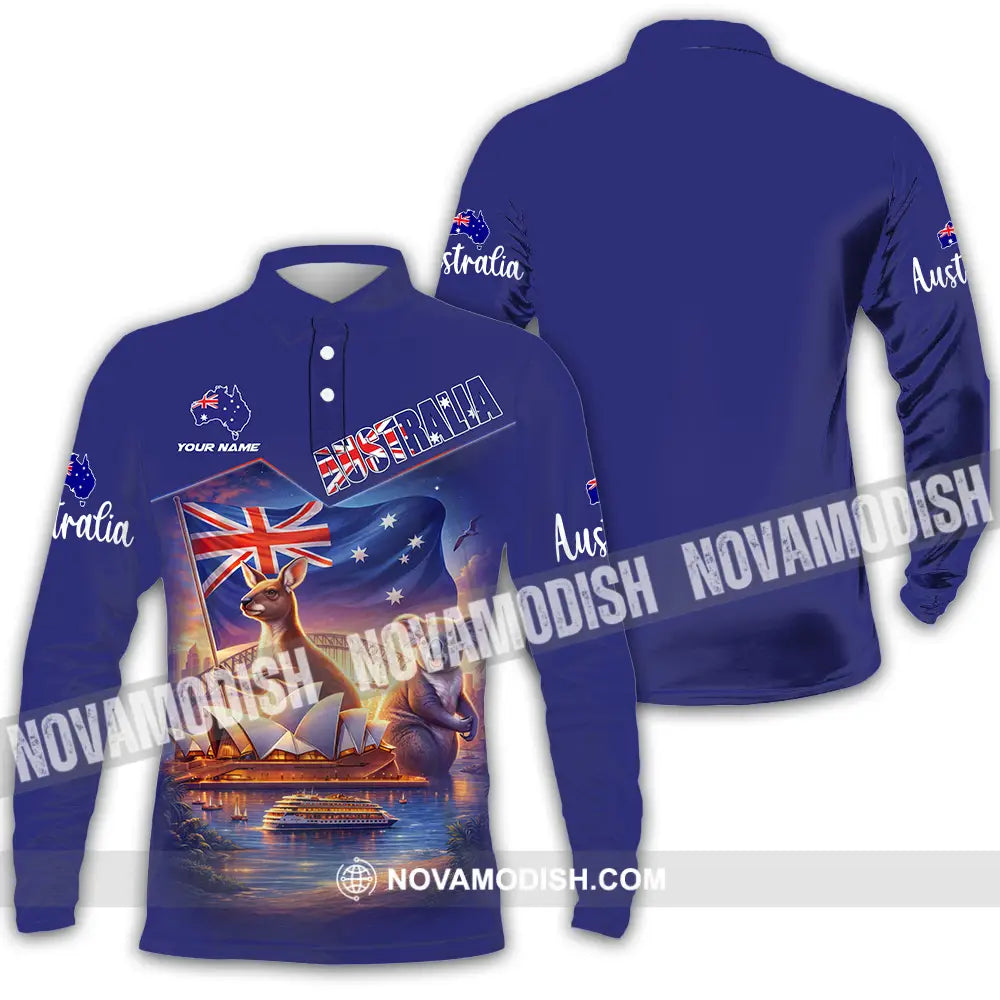 Unisex Shirt - Custom Australia 3D Shirt Long Sleeve Polo / S T-shirt