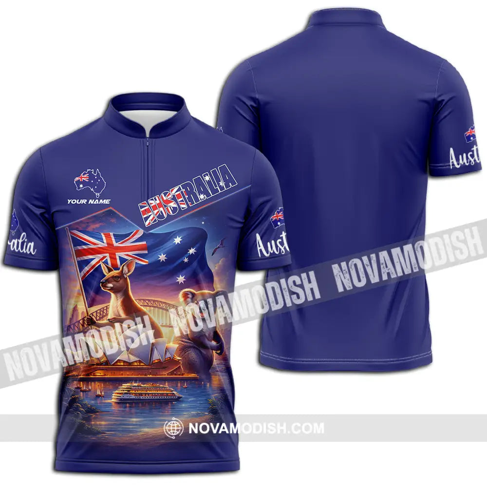 Unisex Shirt - Custom Australia 3D Shirt Zipper Polo Shirt / S T-shirt