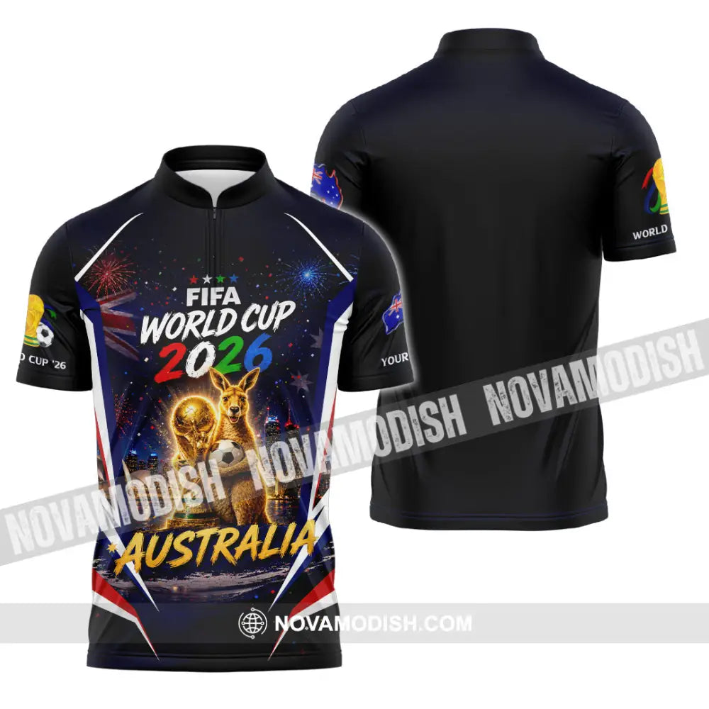 Unisex Shirt - Custom Australia World Cup 2026 Shirt - Zipper Polo Shirt / S - T-shirt