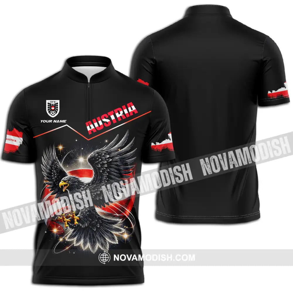 Unisex Shirt - Custom Austria 3D Shirt Zipper Polo Shirt / S T-shirt
