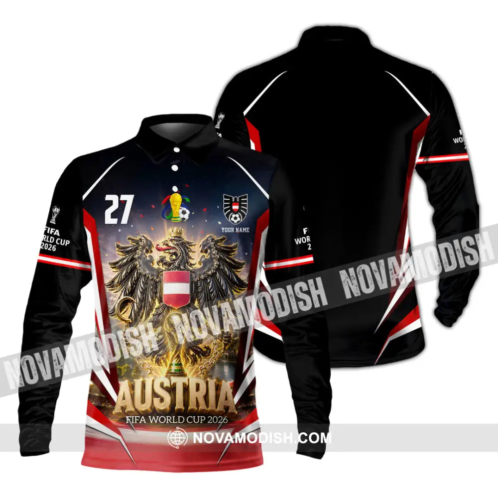 Unisex Shirt - Custom Austria World Cup 2026 Shirt - Long Sleeve Polo / S - T-shirt