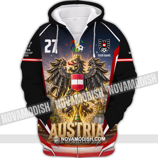 Unisex Shirt - Custom Austria World Cup 2026 Shirt - Zipper Hoodie / S - T-shirt