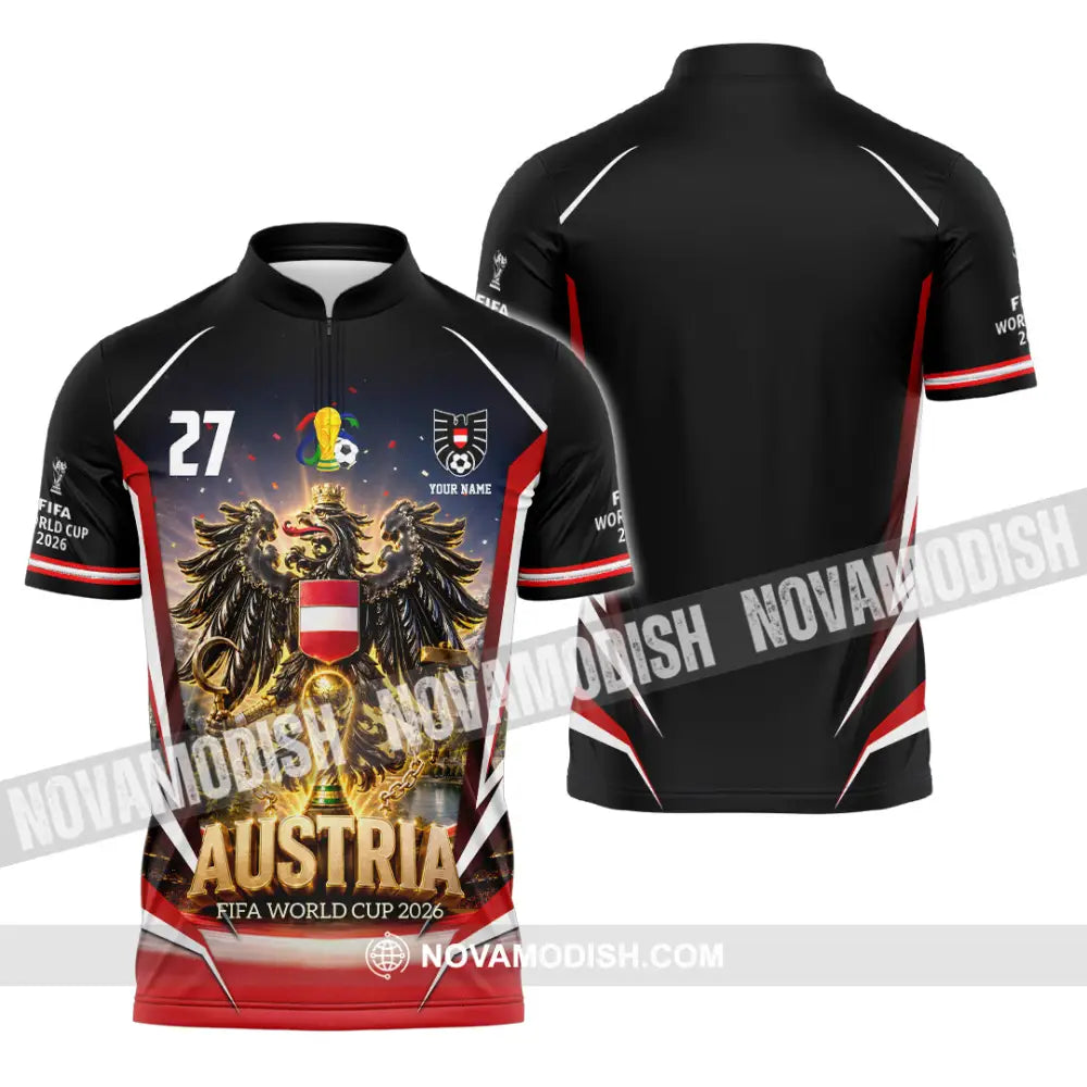 Unisex Shirt - Custom Austria World Cup 2026 Shirt - Zipper Polo Shirt / S - T-shirt