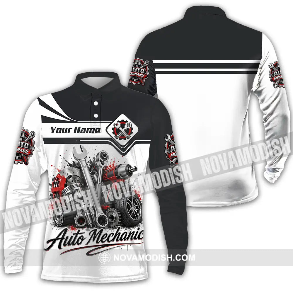 Unisex Shirt - Custom Auto Mechanic Shirt - Long Sleeve Polo / S - T-shirt