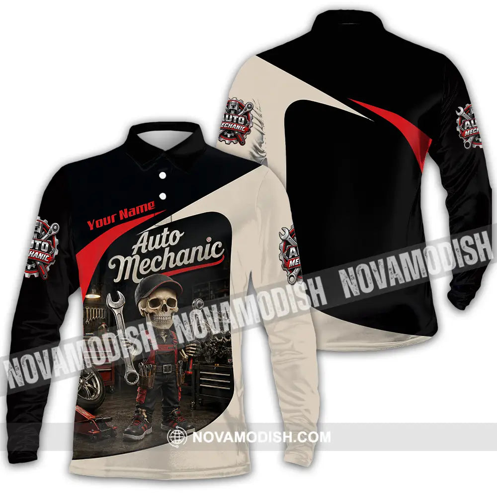 Unisex Shirt - Custom Auto Mechanic Shirt - Long Sleeve Polo / S - T-shirt