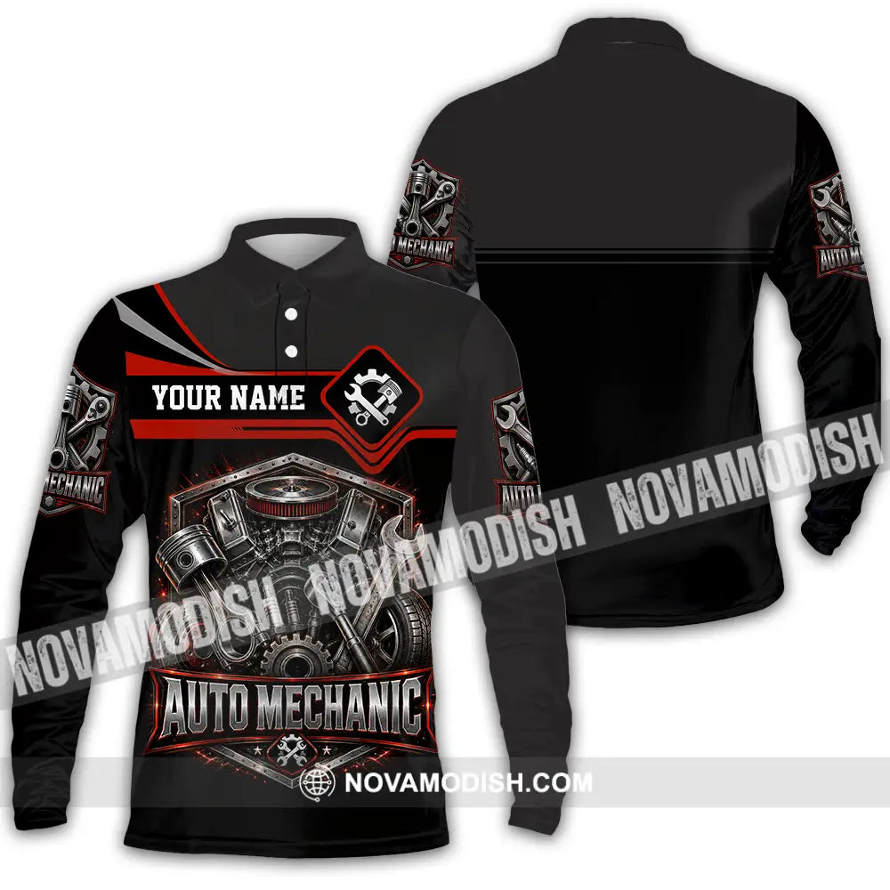 Unisex Shirt - Custom Auto Mechanic Shirt - Long Sleeve Polo / S - T-shirt