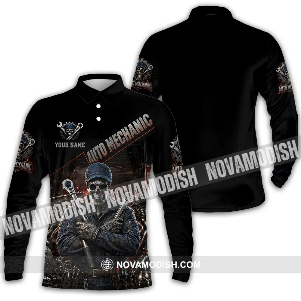 Unisex Shirt - Custom Auto Mechanic Shirt - Long Sleeve Polo / S - T-shirt