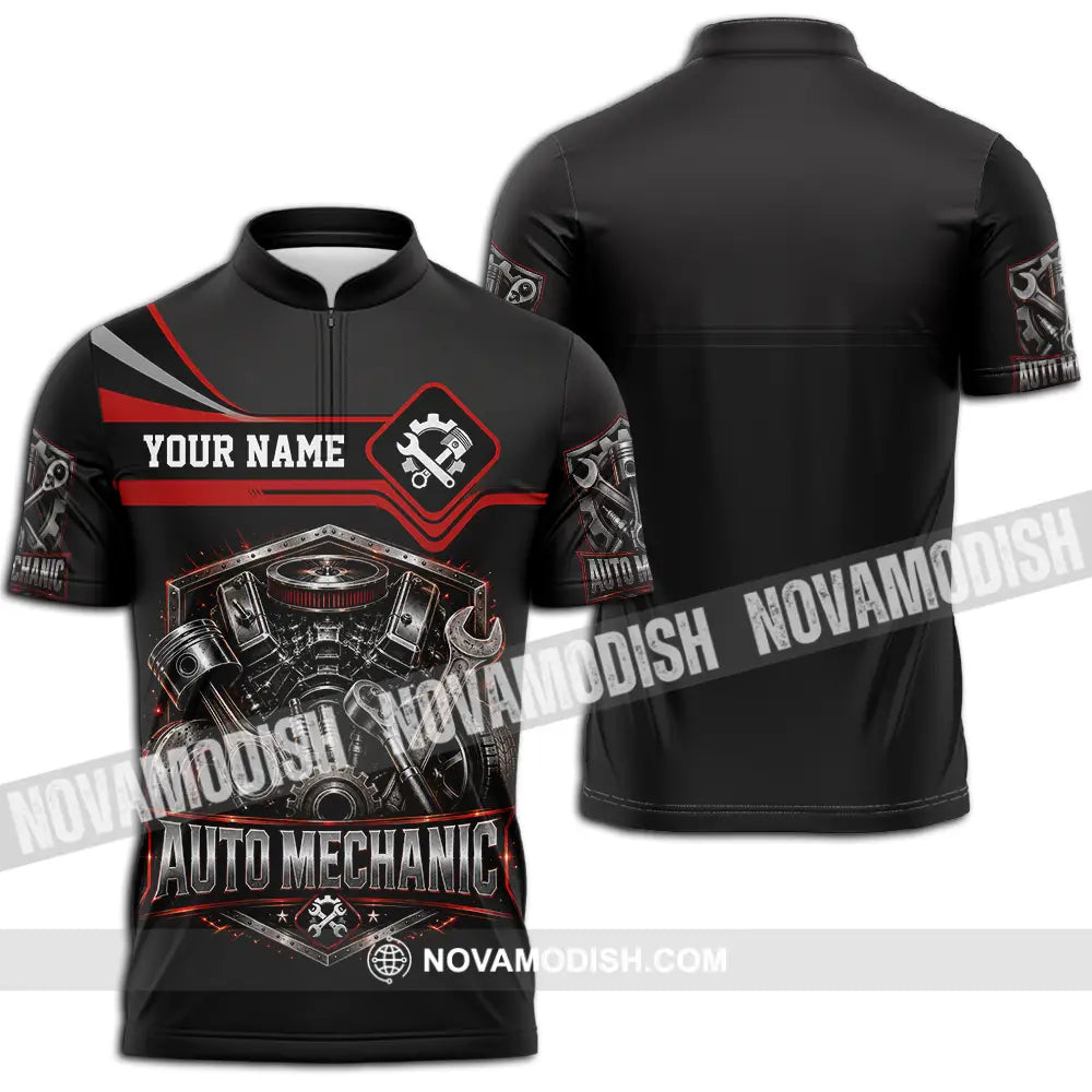 Unisex Shirt - Custom Auto Mechanic Shirt - Zipper Polo Shirt / S - T-shirt