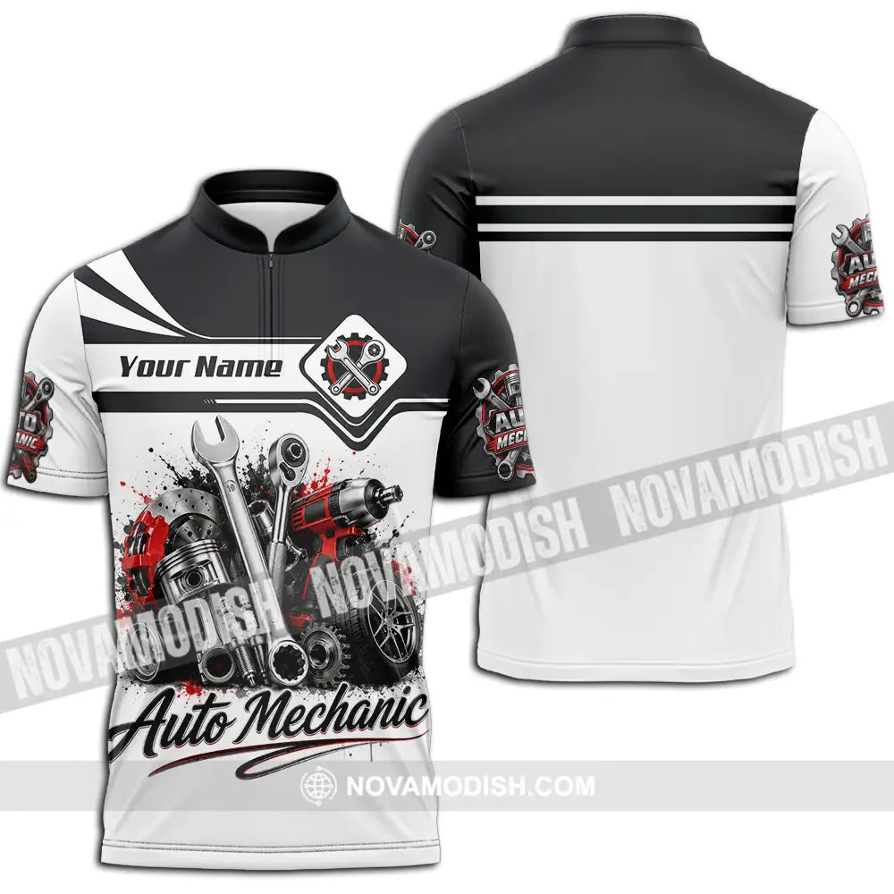 Unisex Shirt - Custom Auto Mechanic Shirt - Zipper Polo Shirt / S - T-shirt