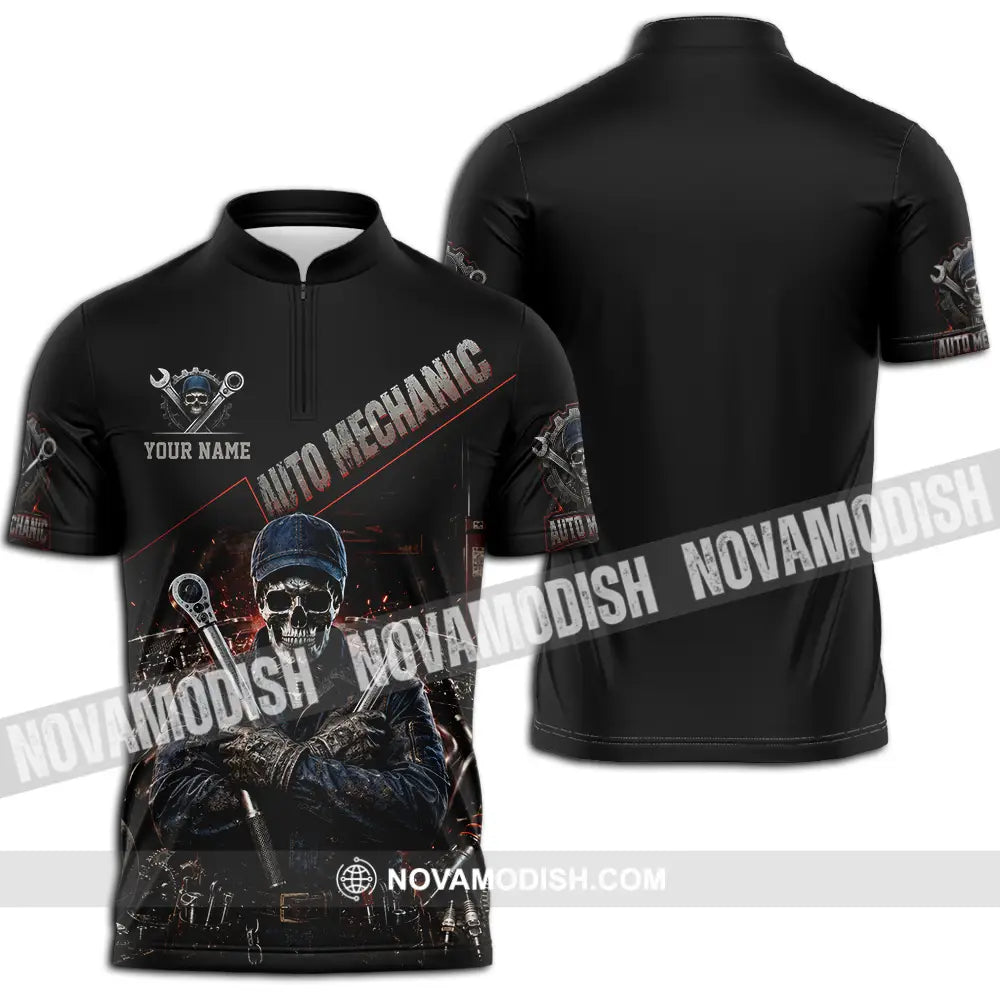 Unisex Shirt - Custom Auto Mechanic Shirt - Zipper Polo Shirt / S - T-shirt