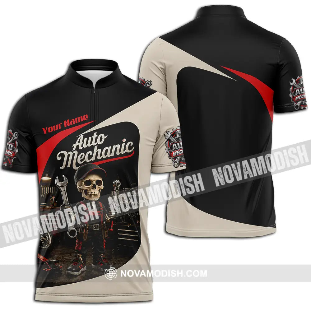 Unisex Shirt - Custom Auto Mechanic Shirt - Zipper Polo Shirt / S - T-shirt