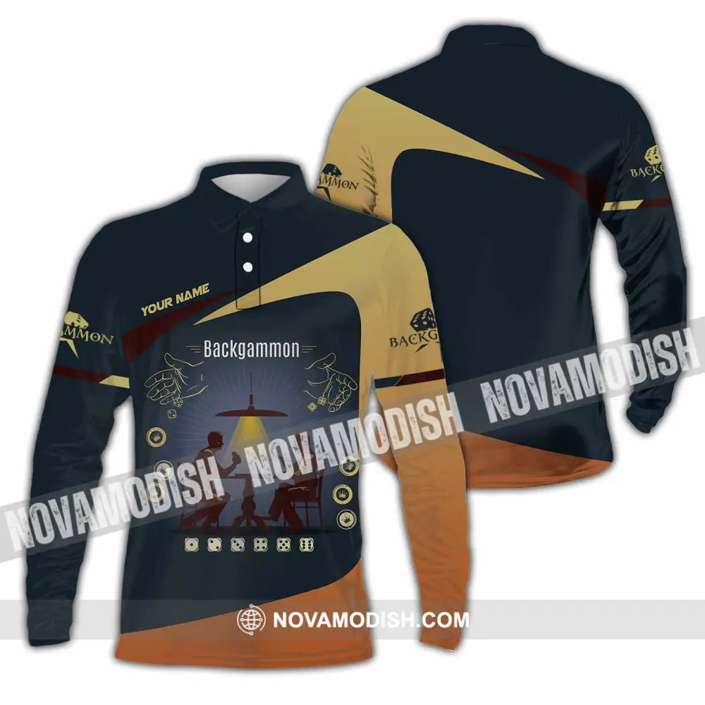 Unisex Shirt - Custom Backgammon 3D Shirt Long Sleeve Polo / S T-shirt